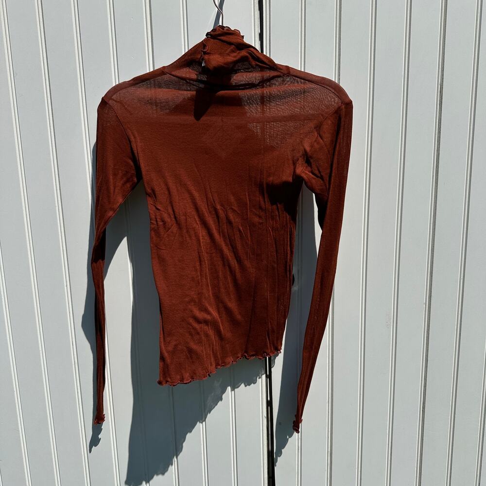 Baserange Tabbys Star Long Sleeve Turtleneck Tee Shirt Medium Burned Pomegranate - Picture 3 of 16